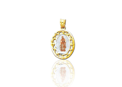 Three Tone Plated Virgin Mary Pendant